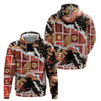 Hawaii Japanese Culture Black Zip Hoodie Spring Cranes Aloha Pattern