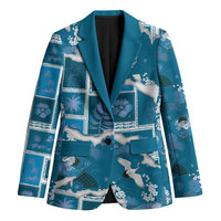 Hawaii Japanese Culture Blue Blazer Spring Cranes Aloha Pattern