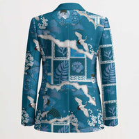 Hawaii Japanese Culture Blue Blazer Spring Cranes Aloha Pattern