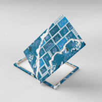 Hawaii Japanese Culture Blue Canvas Wall Art Spring Cranes Aloha Pattern