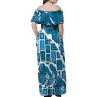 Hawaii Japanese Culture Blue Family Matching Off Shoulder Maxi Dress and Hawaiian Shirt Spring Cranes Aloha Pattern