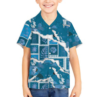 Hawaii Japanese Culture Blue Family Matching Puletasi and Hawaiian Shirt Spring Cranes Aloha Pattern