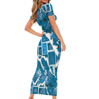 Hawaii Japanese Culture Blue Family Matching Short Sleeve Bodycon Dress and Hawaiian Shirt Spring Cranes Aloha Pattern