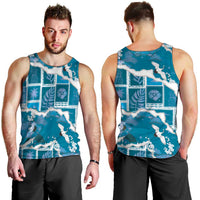 Hawaii Japanese Culture Blue Men Tank Top Spring Cranes Aloha Pattern