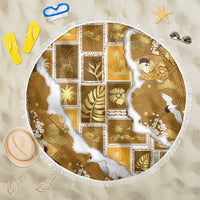 Hawaii Japanese Culture Gold Beach Blanket Spring Cranes Aloha Pattern