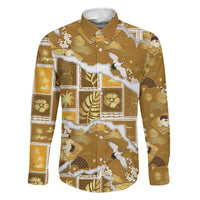 Hawaii Japanese Culture Gold Family Matching Long Sleeve Bodycon Dress and Hawaiian Shirt Spring Cranes Aloha Pattern