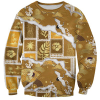Hawaii Japanese Culture Gold Sweatshirt Spring Cranes Aloha Pattern