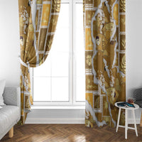 Hawaii Japanese Culture Gold Window Curtain Spring Cranes Aloha Pattern