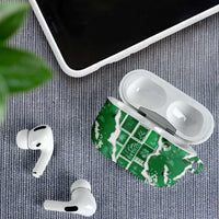 Hawaii Japanese Culture Green AirPods Case Spring Cranes Aloha Pattern