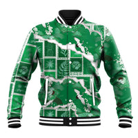 Hawaii Japanese Culture Green Baseball Jacket Spring Cranes Aloha Pattern