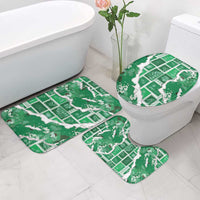 Hawaii Japanese Culture Green Bathroom Set Spring Cranes Aloha Pattern