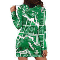 Hawaii Japanese Culture Green Hoodie Dress Spring Cranes Aloha Pattern
