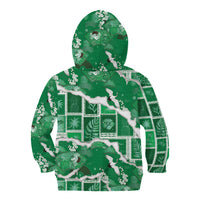 Hawaii Japanese Culture Green Kid Hoodie Spring Cranes Aloha Pattern