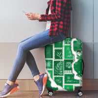 Hawaii Japanese Culture Green Luggage Cover Spring Cranes Aloha Pattern