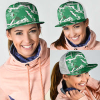 Hawaii Japanese Culture Green Mesh Trucker Cap Spring Cranes Aloha Pattern