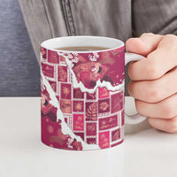 Hawaii Japanese Culture Pink Ceramic Mug Spring Cranes Aloha Pattern