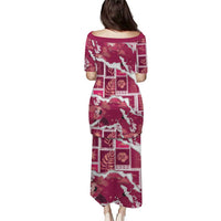 Hawaii Japanese Culture Pink Family Matching Puletasi and Hawaiian Shirt Spring Cranes Aloha Pattern