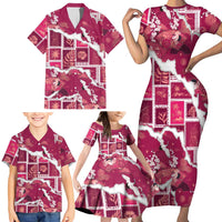 Hawaii Japanese Culture Pink Family Matching Short Sleeve Bodycon Dress and Hawaiian Shirt Spring Cranes Aloha Pattern