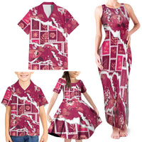 Hawaii Japanese Culture Pink Family Matching Tank Maxi Dress and Hawaiian Shirt Spring Cranes Aloha Pattern