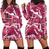 Hawaii Japanese Culture Pink Hoodie Dress Spring Cranes Aloha Pattern