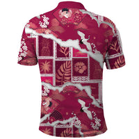Hawaii Japanese Culture Pink Polo Shirt Spring Cranes Aloha Pattern