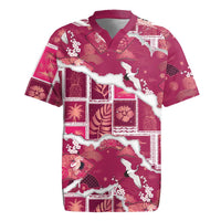 Hawaii Japanese Culture Pink Rugby Jersey Spring Cranes Aloha Pattern
