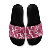 Hawaii Japanese Culture Pink Slide Sandals Spring Cranes Aloha Pattern