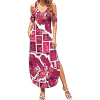 Hawaii Japanese Culture Pink Summer Maxi Dress Spring Cranes Aloha Pattern