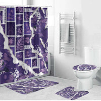 Hawaii Japanese Culture Purple Bathroom Set Spring Cranes Aloha Pattern