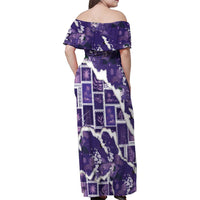 Hawaii Japanese Culture Purple Family Matching Off Shoulder Maxi Dress and Hawaiian Shirt Spring Cranes Aloha Pattern