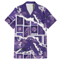 Hawaii Japanese Culture Purple Family Matching Puletasi and Hawaiian Shirt Spring Cranes Aloha Pattern