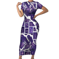 Hawaii Japanese Culture Purple Family Matching Short Sleeve Bodycon Dress and Hawaiian Shirt Spring Cranes Aloha Pattern