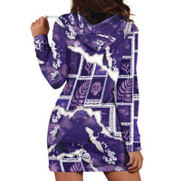 Hawaii Japanese Culture Purple Hoodie Dress Spring Cranes Aloha Pattern