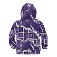 Hawaii Japanese Culture Purple Kid Hoodie Spring Cranes Aloha Pattern