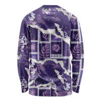 Hawaii Japanese Culture Purple Long Sleeve Shirt Spring Cranes Aloha Pattern