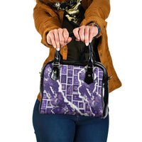 Hawaii Japanese Culture Purple Shoulder Handbag Spring Cranes Aloha Pattern