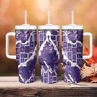 Hawaii Japanese Culture Purple Tumbler With Handle Spring Cranes Aloha Pattern