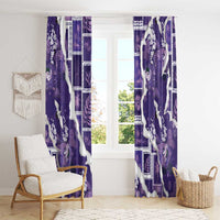 Hawaii Japanese Culture Purple Window Curtain Spring Cranes Aloha Pattern
