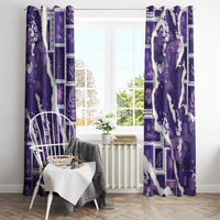 Hawaii Japanese Culture Purple Window Curtain Spring Cranes Aloha Pattern