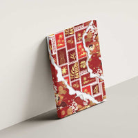 Hawaii Japanese Culture Red Canvas Wall Art Spring Cranes Aloha Pattern
