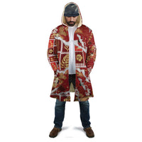 Hawaii Japanese Culture Red Cloak Spring Cranes Aloha Pattern