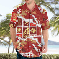 Hawaii Japanese Culture Red Hawaiian Shirt Spring Cranes Aloha Pattern