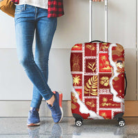 Hawaii Japanese Culture Red Luggage Cover Spring Cranes Aloha Pattern