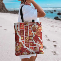 Hawaii Japanese Culture Red Tote Bag Spring Cranes Aloha Pattern