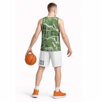 Hawaii Japanese Culture Sage Green Basketball Jersey Spring Cranes Aloha Pattern LT01 - Polynesian Pride