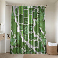 Hawaii Japanese Culture Sage Green Bathroom Set Spring Cranes Aloha Pattern