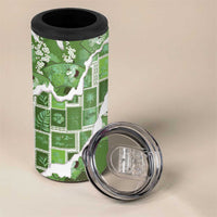 Hawaii Japanese Culture Sage Green 4 in 1 Can Cooler Tumbler Spring Cranes Aloha Pattern