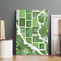Hawaii Japanese Culture Sage Green Canvas Wall Art Spring Cranes Aloha Pattern