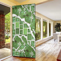 Hawaii Japanese Culture Sage Green Door Cover Spring Cranes Aloha Pattern