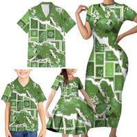 Hawaii Japanese Culture Sage Green Family Matching Short Sleeve Bodycon Dress and Hawaiian Shirt Spring Cranes Aloha Pattern